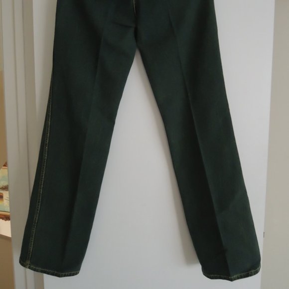 Mens Jeans 28 x 35 Dark Green/Loden Green Riveted 5 Pockets Vtg 70s - Cotler NEW - Picture 6 of 6